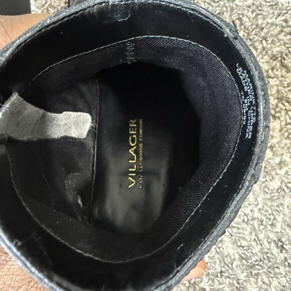 VTG Villager Ankle Boots Black Leather 8 M Block Low Heel 90s Classic Square Toe - Picture 8 of 10